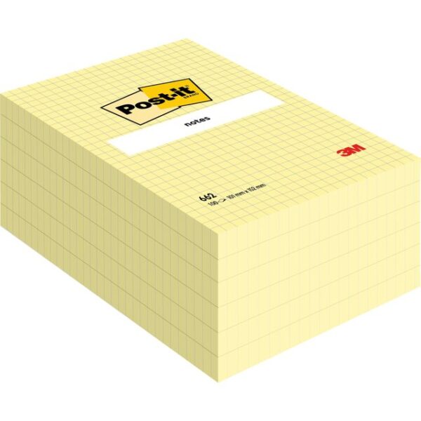 Memoblok Post-it 662 102x152mm ruit geel | 6 stuks