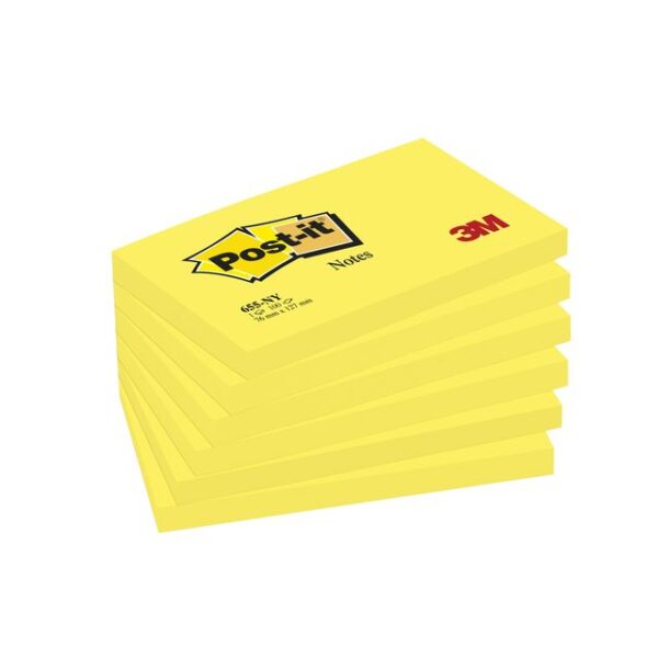 Memoblok Post-it 655 76x127mm 100 vel per blok neon geel