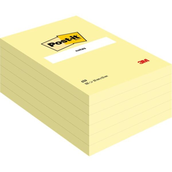 Memoblok Post-it 659 102x152mm geel | 6 stuks