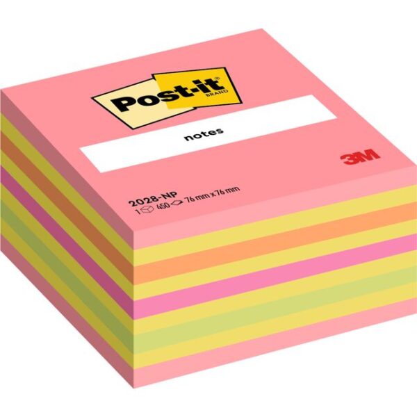 Memoblok Post-it 2028 76x76mm kubus neon kleuren
