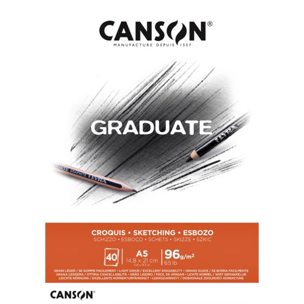 Schetspapier Canson Graduate Sketch 40vel 96gr A5 natuurlijk wit