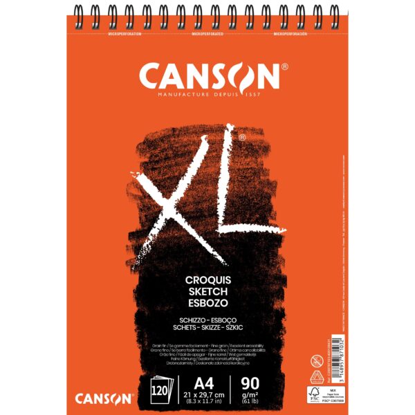 Schetspapier Canson XL Sketch 120vel 90gr A4 ivoorwit
