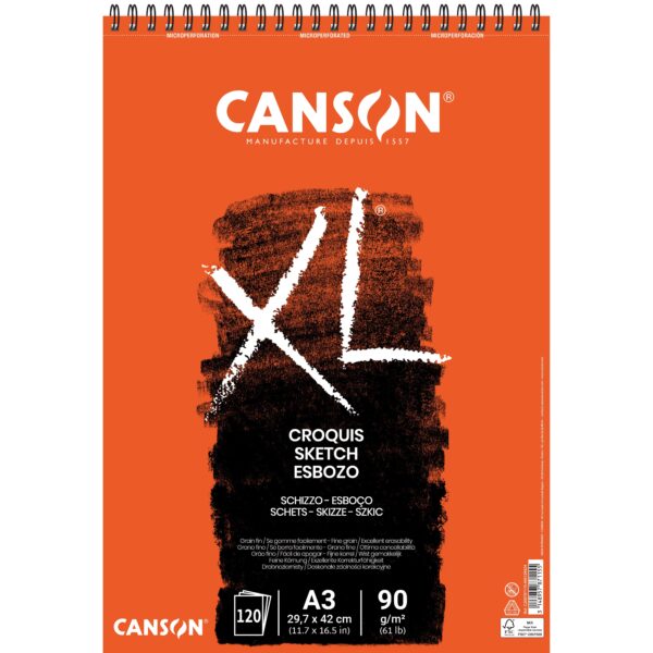 Schetspapier Canson XL Sketch 120vel 90gr A3 ivoorwit | 5 stuks