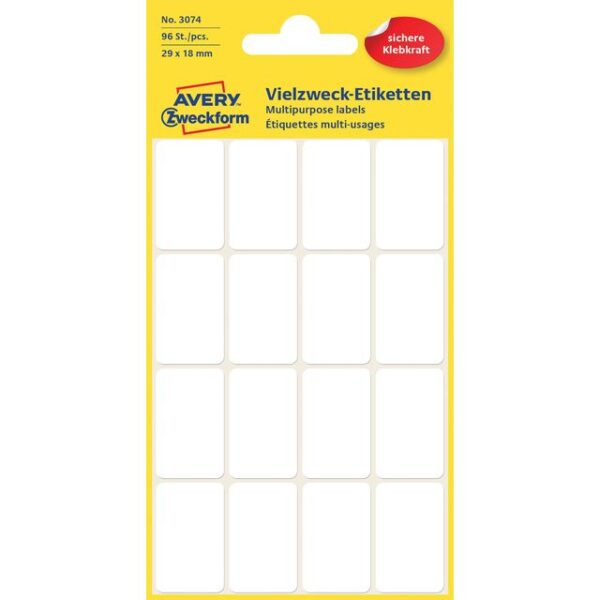 Etiket Avery Zweckform 3074 29x18mm wit 96 etiketten