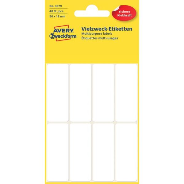 Etiket Avery Zweckform 3079 50x19mm wit 48 etiketten | 10 stuks