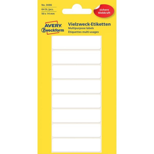 Etiket Avery Zweckform 3086 50x14mm wit 64 etiketten | 10 stuks