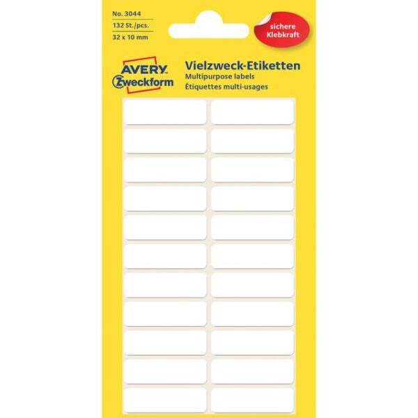 Etiket Avery Zweckform 3044 32x10mm wit 132 etiketten | 10 stuks