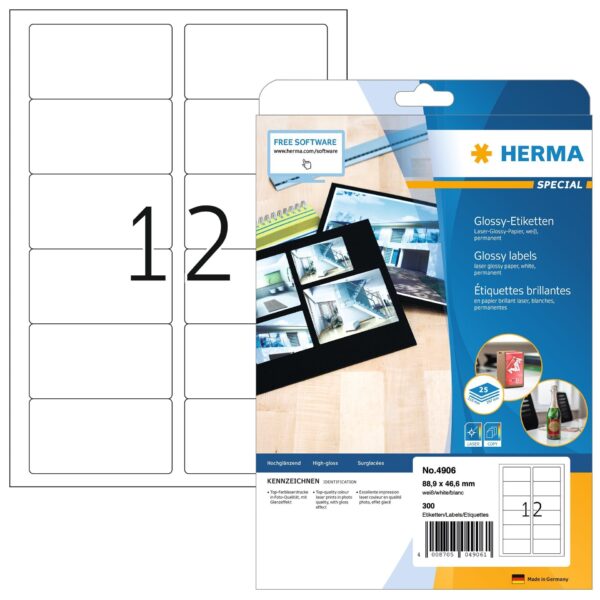 Etiket HERMA 4609 52.5x21.2mm premium wit 11200 etiketten | 8 stuks
