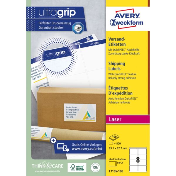 Etiket Avery L7165-100 99.1x67.7mm wit 800 etiketten | 5 stuks