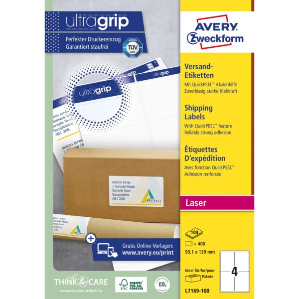 Etiket Avery L7169-100 99.1x139mm 400 etiketten | 5 stuks