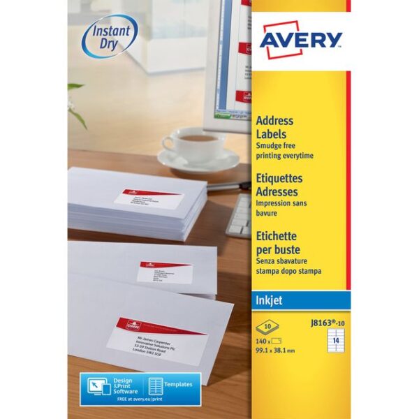 Etiket Avery J8163-10 99.1x38.1mm wit 140 etiketten | 10 stuks