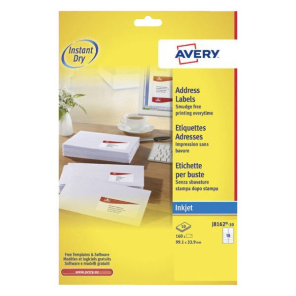 Etiket Avery J8162-10 99.1x33.9mm wit 160 etiketten | 10 stuks