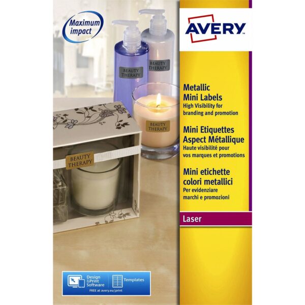 Etiket Avery L7680-25 38.1x21.2mm goud 1625 etiketten