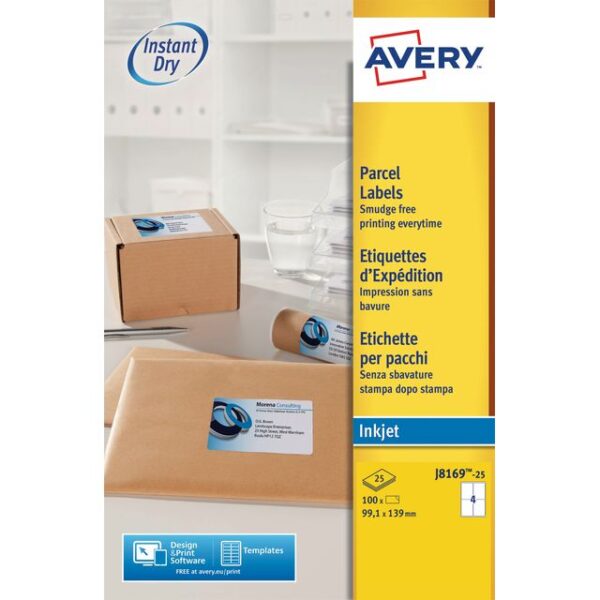 Etiket Avery J8169-25 99.1x139mm wit 100 etiketten