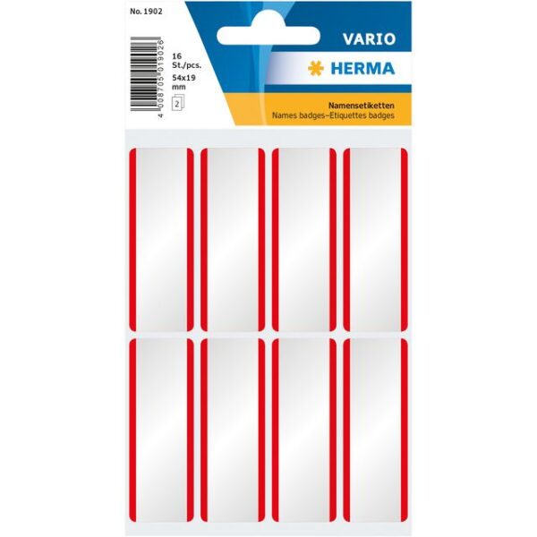 Naambadge etiket HERMA 1902 54x19mm wit rood