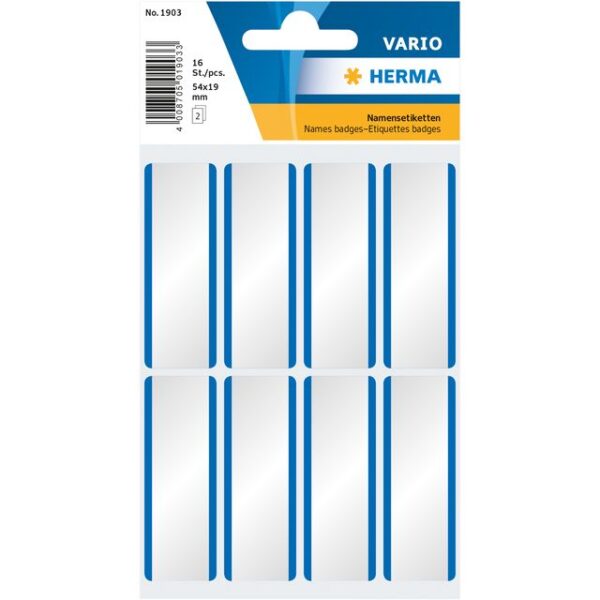 Naambadge etiket Etiket HERMA 1903 54x19mm wit blauw | 10 stuks