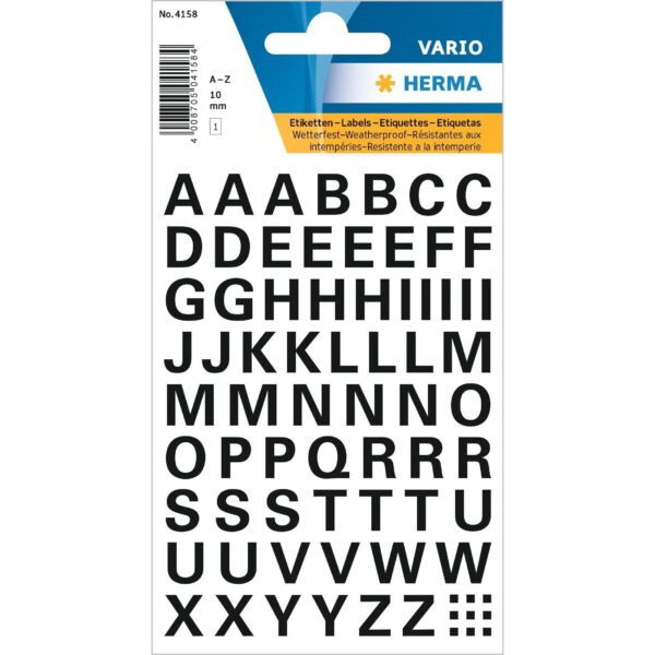 Etiket HERMA 4158 10mm letters A-Z zwart