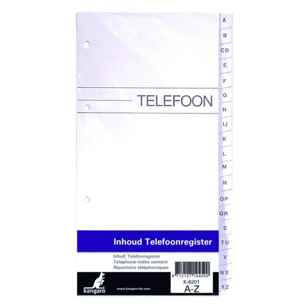 Telefoonalbum Kangaro navulling A-Z 200x100mm 4-rings