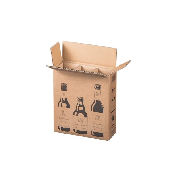 Flesverzenddoos voor 3 bierflessen 255 x 88 x 288 mm | 5 stuks