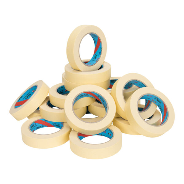 Maskingtape (nar) 58 gram/m2 25 mm x 50 meter geel-beige | 12 stuks