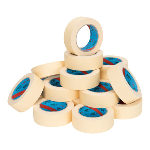 Maskingtape (nar) 58 gram/m2 50 mm x 50 meter geel-beige | 6 stuks