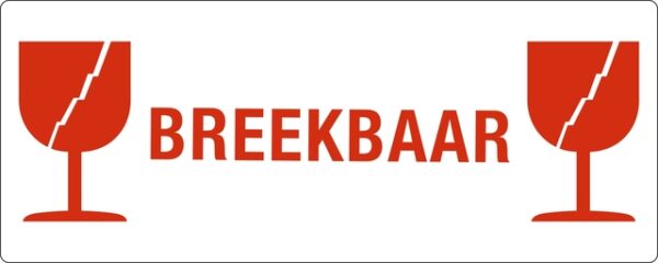 Waarschuwingsetiket IEZZY glas breekbaar 150mmx60mm 500 stuks