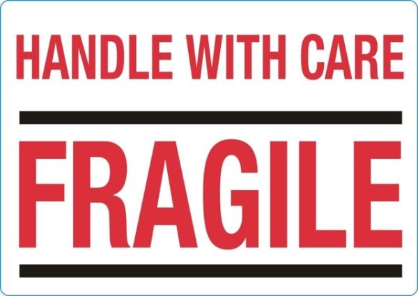 Waarschuwingsetiket IEZZY handle with care fragile 100mmx70mm 500st